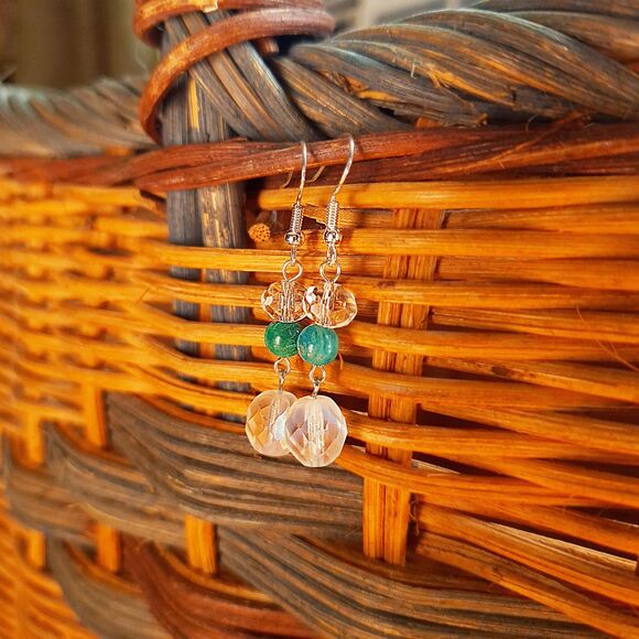 Fairycore Crystal Earrings, Chrysocolla Stone Earrings, Elegant Cottagecore - Picture 3 of 9